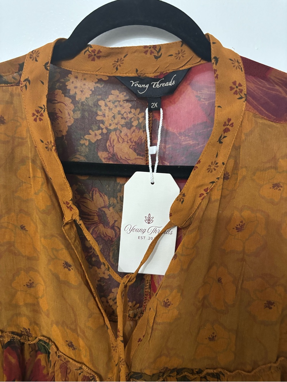 Young Threads Multi-Print Mustard Patchwork Tunic - Picture 3 of 4